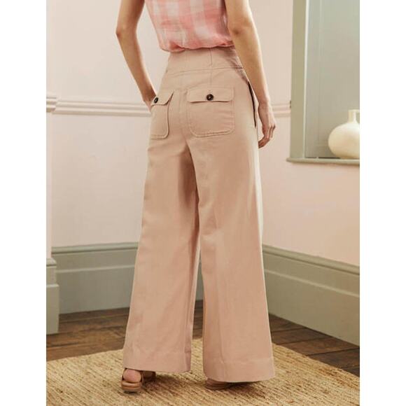 BODEN NWT High Waist Wide Leg Trousers Size US 2 Petite Cotton Linen $159 MSRP - Picture 6 of 12